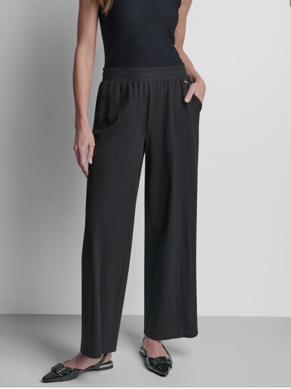 DKNY pull on wide leg pants
